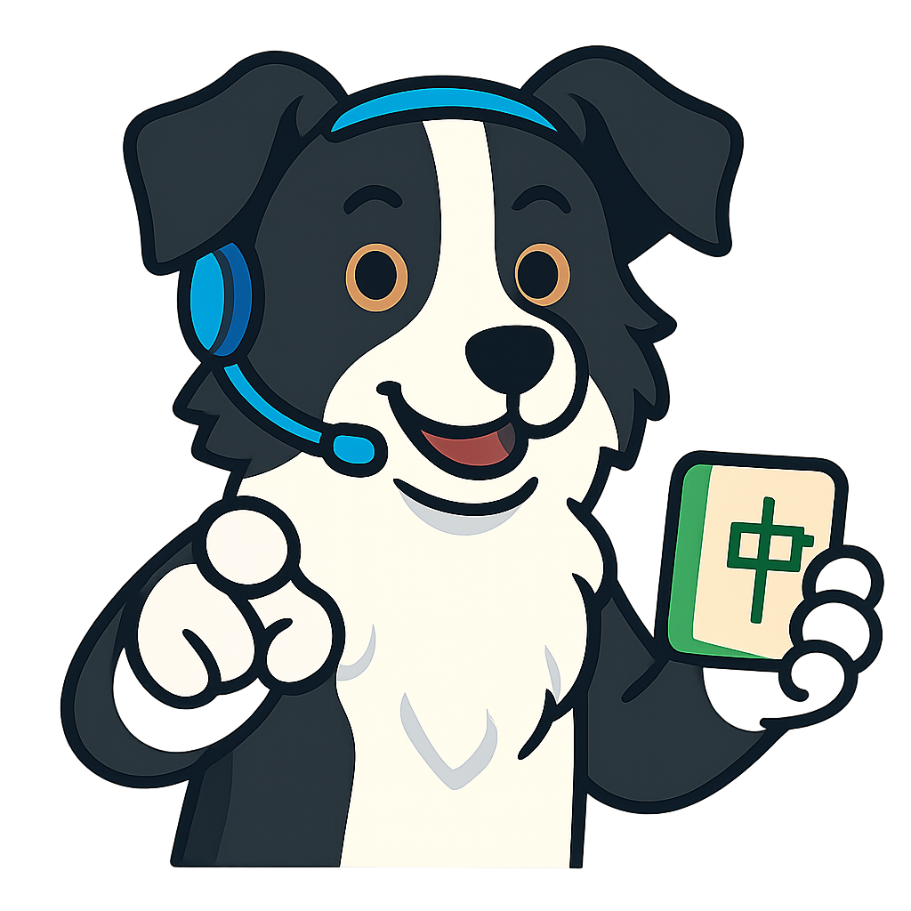麻宝 AI 教练，戴着耳机讲解牌局